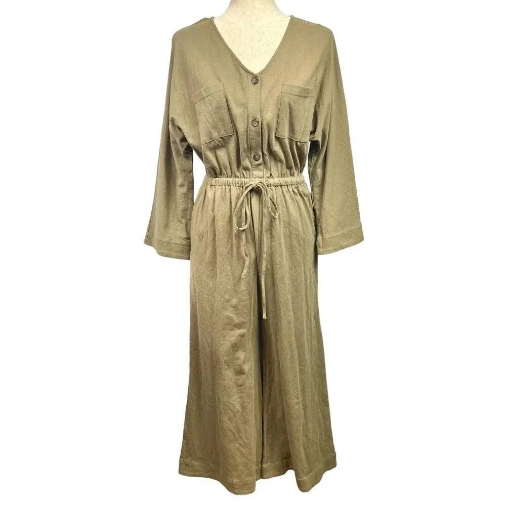 GRADE & GATHER Tie Waist Jumpsuit Women Size Small w/ Pockets Wide Leg NWT